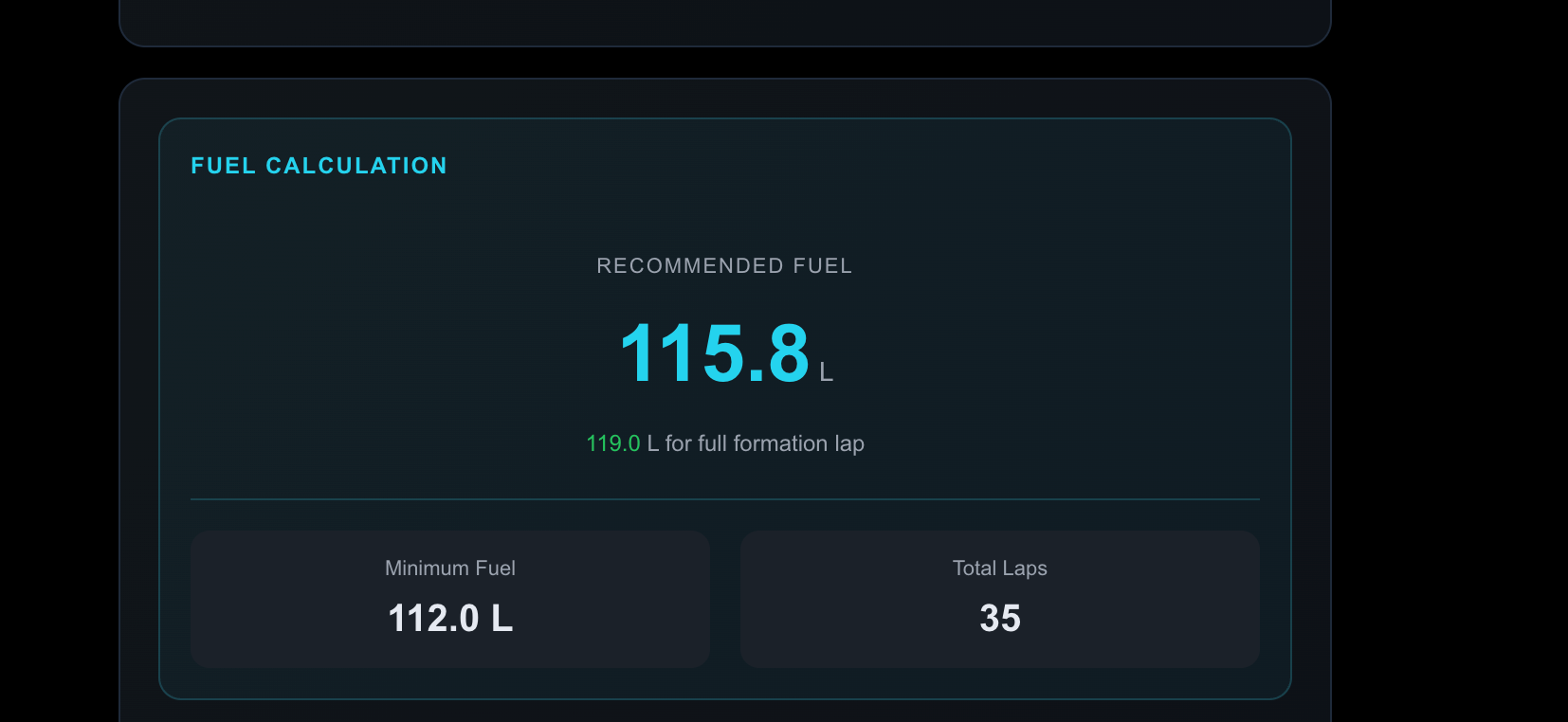 The UI of the GripDial Fuel Calculator Tool